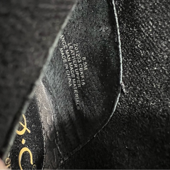 BOC Richardson Black Leather Chunky Heel Ankle Boots with Gold Accents -- 8.5 - Picture 10 of 11